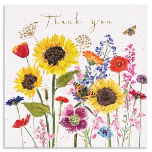 Sunflower & Butterflies Thank You Card